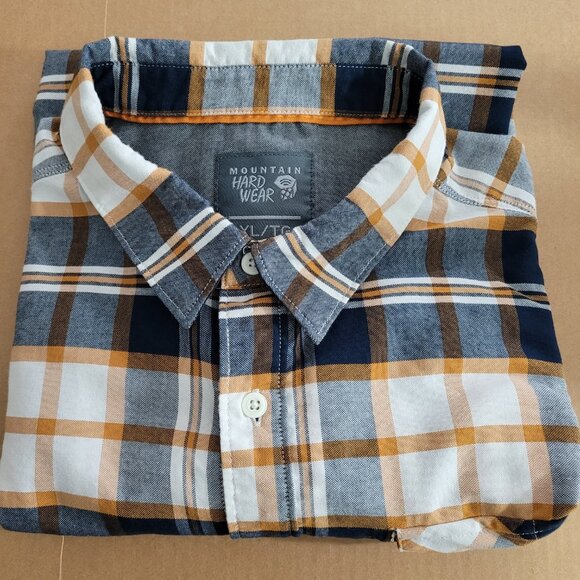 Mountain Hardwear Men's Plaid Button Down Shirt - Navy, White, and Orange - Picture 7 of 7